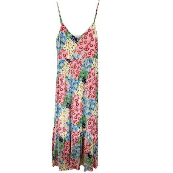 Greylin Samanta Floral Collage Dress Bright Multicolor Flowy Maxi - Picture 4 of 10